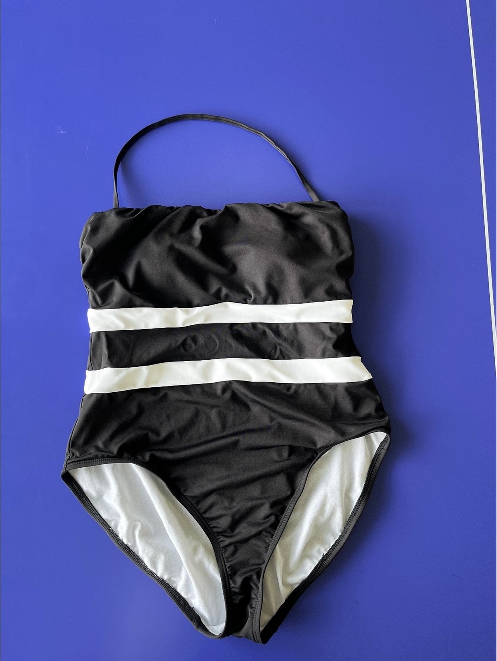 Lauren Ralph Lauren Black & White One Piece Swimsuit Sz Medium 10 Detachable Str